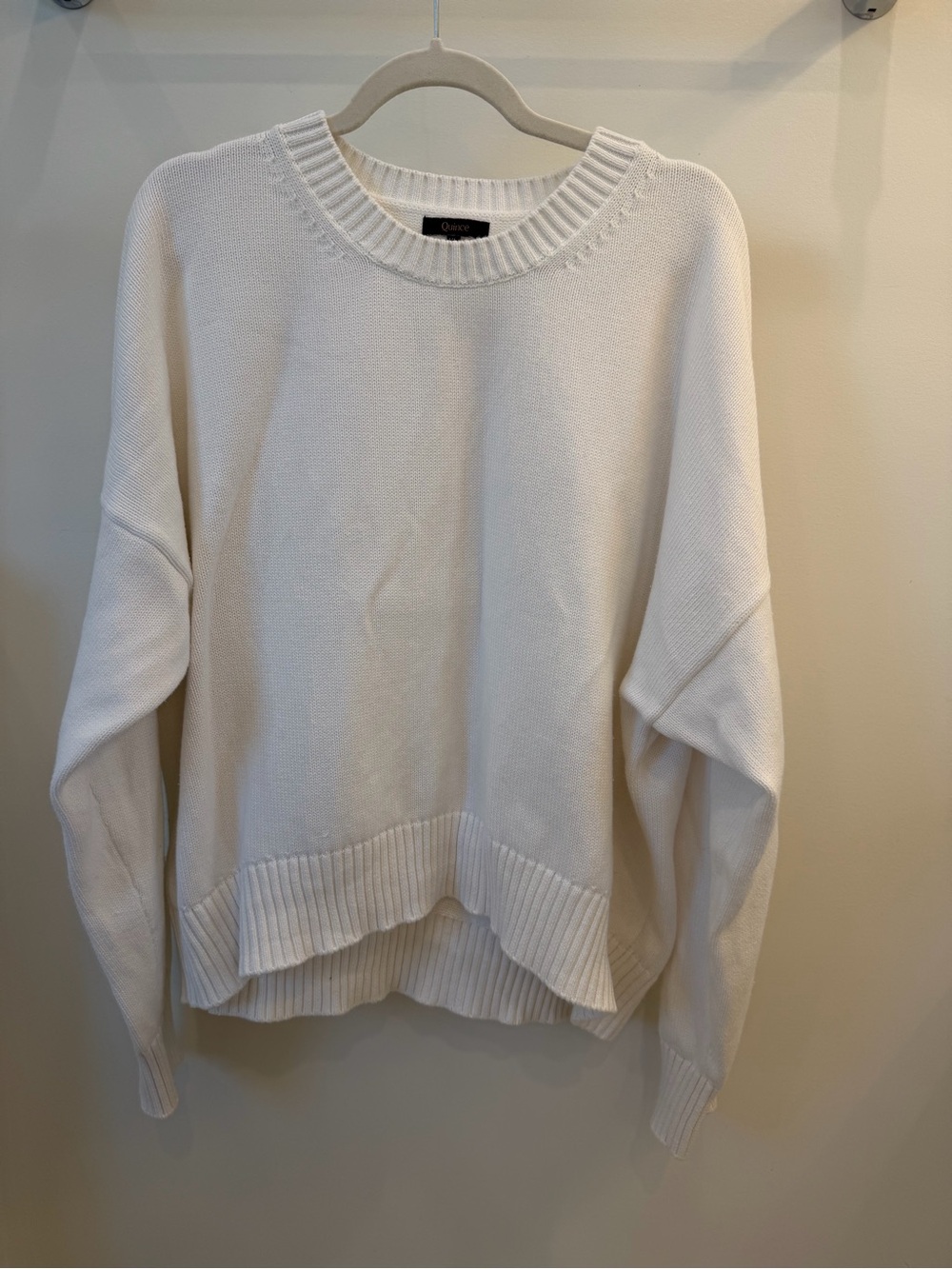Quince Classic White Crewneck Sweater - Cozy Everyday Knit